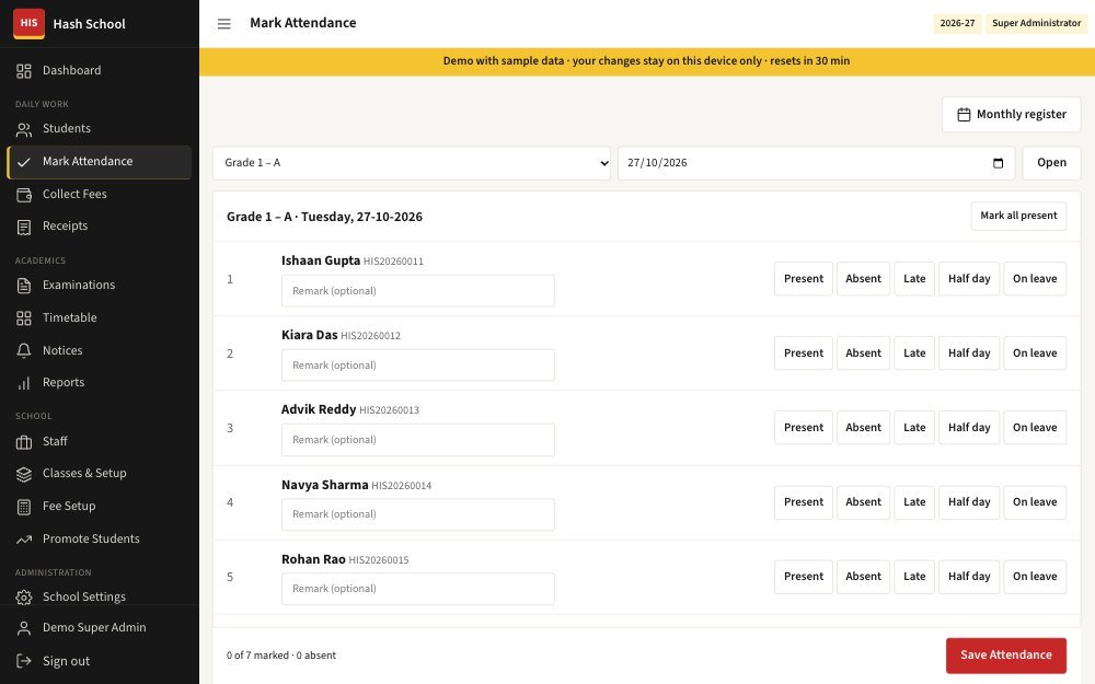 School ERP — Mark a class in under a minute