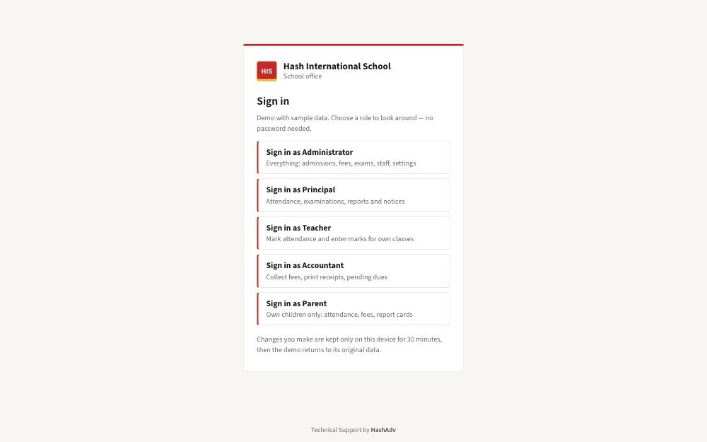 School ERP — Pick a role and step straight in
