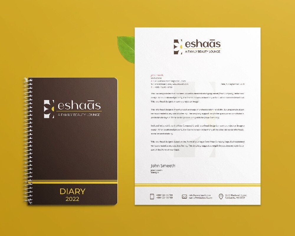 Eshaas diary and letterhead