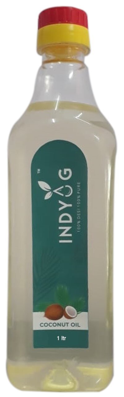 Indyog cold pressed coconut oil 1 litre bottle label