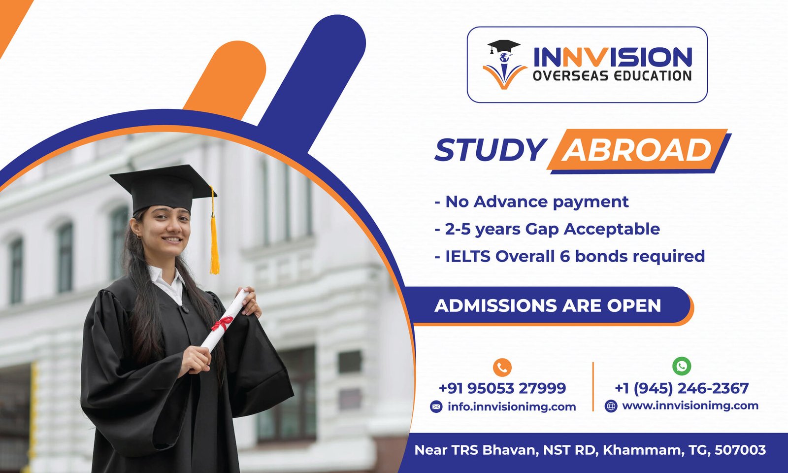 Innvision study abroad admissions open hoarding design with graduate student